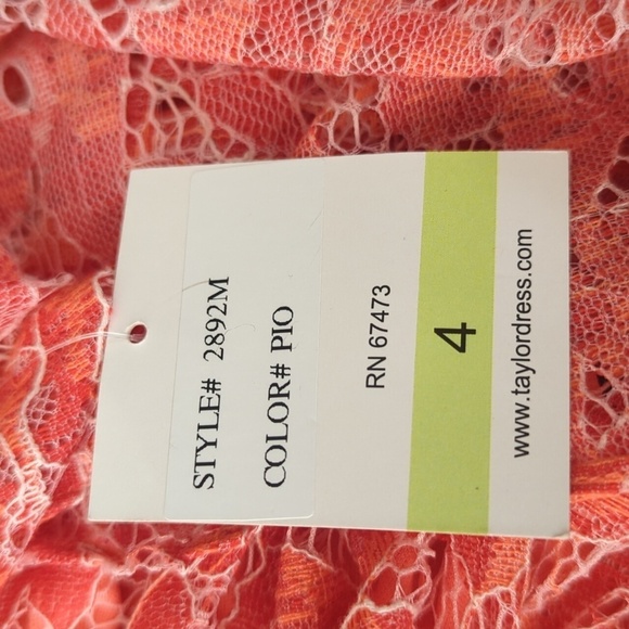 Taylor Coral Lace Tiered Ruffle V Neck Fairycore Short Sleeve Dress NWT Sz 4 - Picture 6 of 9